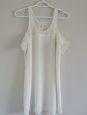 silence + noise Cream Cold Shoulder Textured Mini Dress Sz XS Wedding Evening